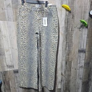 Disclosure Cheetah Print Low Rise Baggy Straight Leg Jeans 11/30 NWT Streetwear